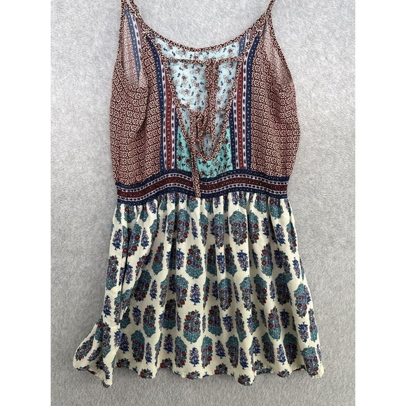 Lorimer NYC Women's Apron Dress Sleeveless Size Medium Pleated Patchwork Print - Picture 6 of 14